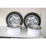 A SET OF 8'' X 15'' FOUR FIVE SPOKE ALLOY WHEELS with two Legal Star Performance 185/50R15 tyres (
