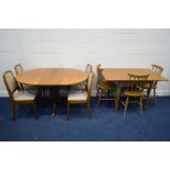 A PARKER KNOLL TEAK CIRCULAR EXTENDING DINING TABLE, one additional leaf, diameter 100cm x