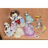 THREE COALPORT FIGURES, Beau Monde Collection, 'Jill', 'Kate' and 'Angela' with four Danbury Mint (