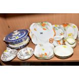 A GROUP OF SHELLEY TEAWARES AND OTHER CERAMICS, including a set of five tea plates, bread and butter