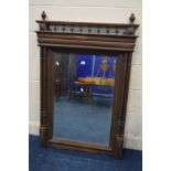 AN EARLY 20TH CENTURY FRENCH OAK OVERMANTEL MIRROR, 85cm x 127cm
