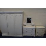 A VICTORIAN PAINTED TRIPLE PANEL COMPACTUM WARDROBE, with four internal linen slides and four