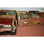 FIVE BOXES OF BOOKS, subjects include science, chemistry, natural history, vintage fiction,