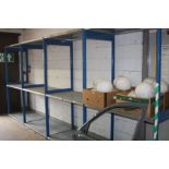 A METAL SHELVING UNIT comprising of five uprights, height 220cm x depth 75cm and twelve shelves,