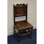 ANN 18TH CENTURY OAK PANELLED HALL CHAIR