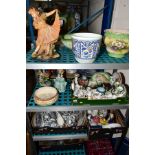 SEVEN BOXES AND LOOSE SUNDRY ITEMS to include Booths 'The Pompadour' part dinner wares, ceramic