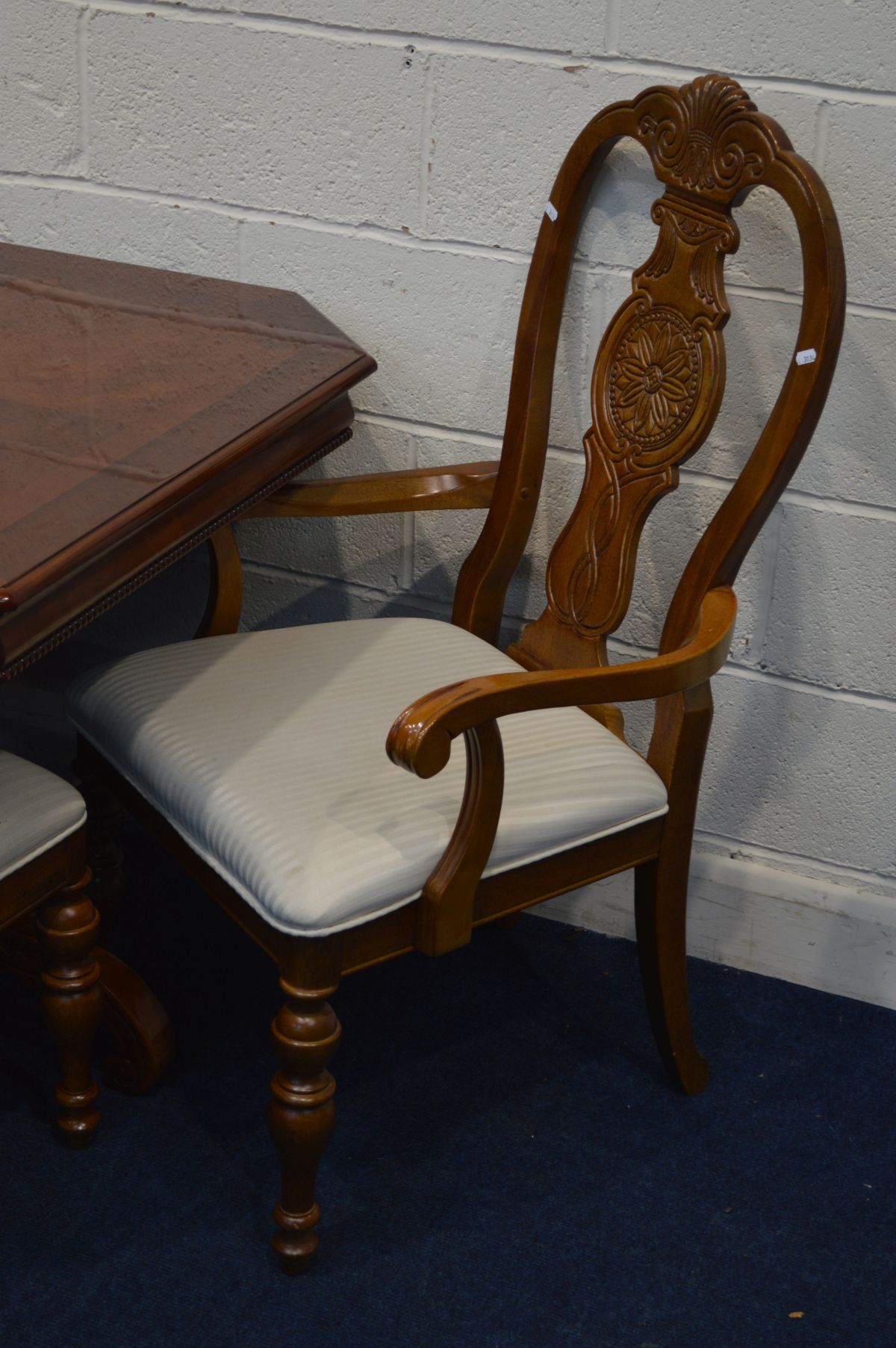 A MODERN CHERRYWOOD ITALIAN EXTENDING TWIN PEDESTAL DINING TABLE, canted corners, two additional - Image 2 of 5