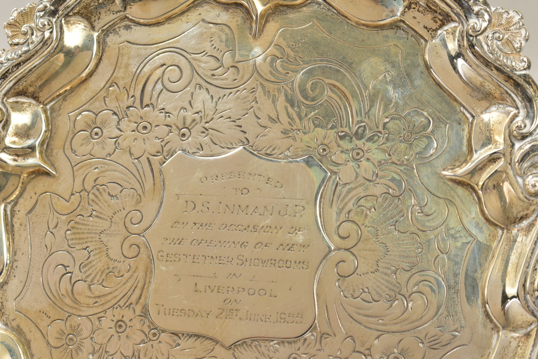 A WILLIAM IV SILVER WAITER, shell, scroll and pie crust rim, engraved centre with applied cartouche, - Image 2 of 5