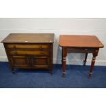 AN EARLY TO MID 20TH CENTURY OAK TWO DOOR CUPBOARD, with two drawers, together with a Victorian