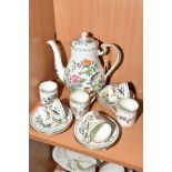 AN AYNSLEY 'PEMBROKE' PATTERN PART COFFEE SERVICE, comprising a coffee pot, six coffee cups and