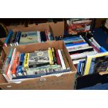 THREE BOXES OF MILITARY AVIATION BOOKS, to include Mitchell, Gordon - R.J. Mitchell, signed and