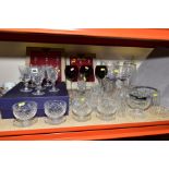 A QUANTITY OF BOXED AND LOOSE GLASSWARE, including Tutbury crystal and Ravenhead Clarendon