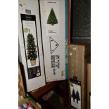FOUR BOXES OF ARTIFICIAL CHRISTMAS TREES, two pre lit, one pre decorated, heights include 6ft and