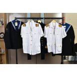 FIVE ITEMS OF ROYAL NAVY JACKETS, smocks etc, one womans and five Royal Navy items of headwear,