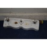 A VICTORIAN PAINTED CAST IRON DOUBLE TRAY SOAP WITH CHROME TAPS