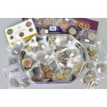 A CADBURY BISCUIT TIN OF WORLD COINS, to include three Irish year sets, etc