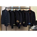 SEVEN NAVAL/MERCHANT NAVY JACKETS, six double breasted, one single, some with cuff insignia etc