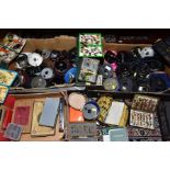 FISHING TACKLE, three boxes of fly fishing reels and flies, including a well used Hardy Marquis #8/9