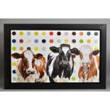 HAYLEY GOODHEAD (BRITISH CONTEMPORARY) 'DAMIENS HERD' a limited edition print on canvas 40/195, cows