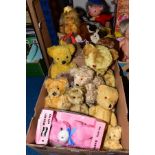 A QUANTITY OF TEDDY BEARS AND OTHER SOFT TOYS, to include boxed Chiltern 'Mini-Pet' bear (box