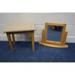 A VICTORIAN STYLE PINE SIDE TABLE, with two drawers on turned legs, width 107cm x depth 47cm x