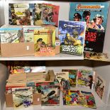 TWO BOXES OF COMMANDO WAR STORIES IN PICTURES', MAGAZINES, with hardback book 'Commando for Action