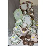 ROYAL ALBERT 'TRAVELLERS JOY' TEASET, comprising cake plate, milk jug, sugar bowl (hairline), six