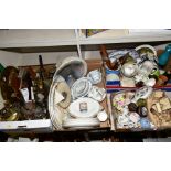 FOUR BOXES OF MISCELLANEOUS ITEMS to include Servia & Sons Victorian dinner wares, four Royal Albert