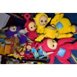 A COLLECTION OF GOLDEN LION TELETUBBIES SOFT TOYS, to include backpacks, boxed friction Noo-noo,