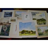 MODERN WATERCOLOUR PAINTINGS, to include two landscapes by John R. Myers, coastal seascape and