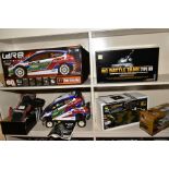 THREE BOXED REMOTE CONTROL VEHICLES, comprising an hpi: racing WR8 Flux Ford Fiesta RS WRC, with