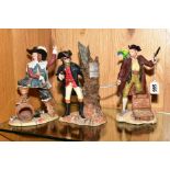 THREE ROYAL DOULTON RESIN SCULPTURES OF MALE FIGURES, comprising Dick Turpin HN3637, D'Arta gnan