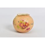 A ROYAL WORCESTER BLUSH IVORY SQUAT GLOBULAR VASE, shape No G161, printed and tinted with floral