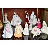 FOURTEEN VARIOUS FIGURINES, to include Royal Worcester 'Reflection', 'New Born' and 'Lady