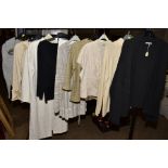 A GROUP OF LADIES CLOTHES to include a grey Olsen cardigan, Gina Bacconi two piece beige suit, Betty