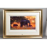 ROLF HARRIS (AUSTRALIAN 1930) 'BACKLIT GOLD' an artist proof print 10/20 Elephants in the Bush,