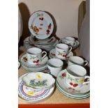 A ROYAL WORCESTER 'EVESHAM VALE' DINNER WARES, twenty nine pieces, and two other Royal Worcester