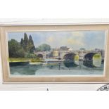 MARCUS (20TH CENTURY) 'THE BRIDGE OVER THE THAMES', boats on the river, signed bottom right,