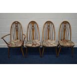 A SET OF FOUR ERCOL GOLDEN DAWN SWAN HOOP BACK CHAIRS including one carver (4)