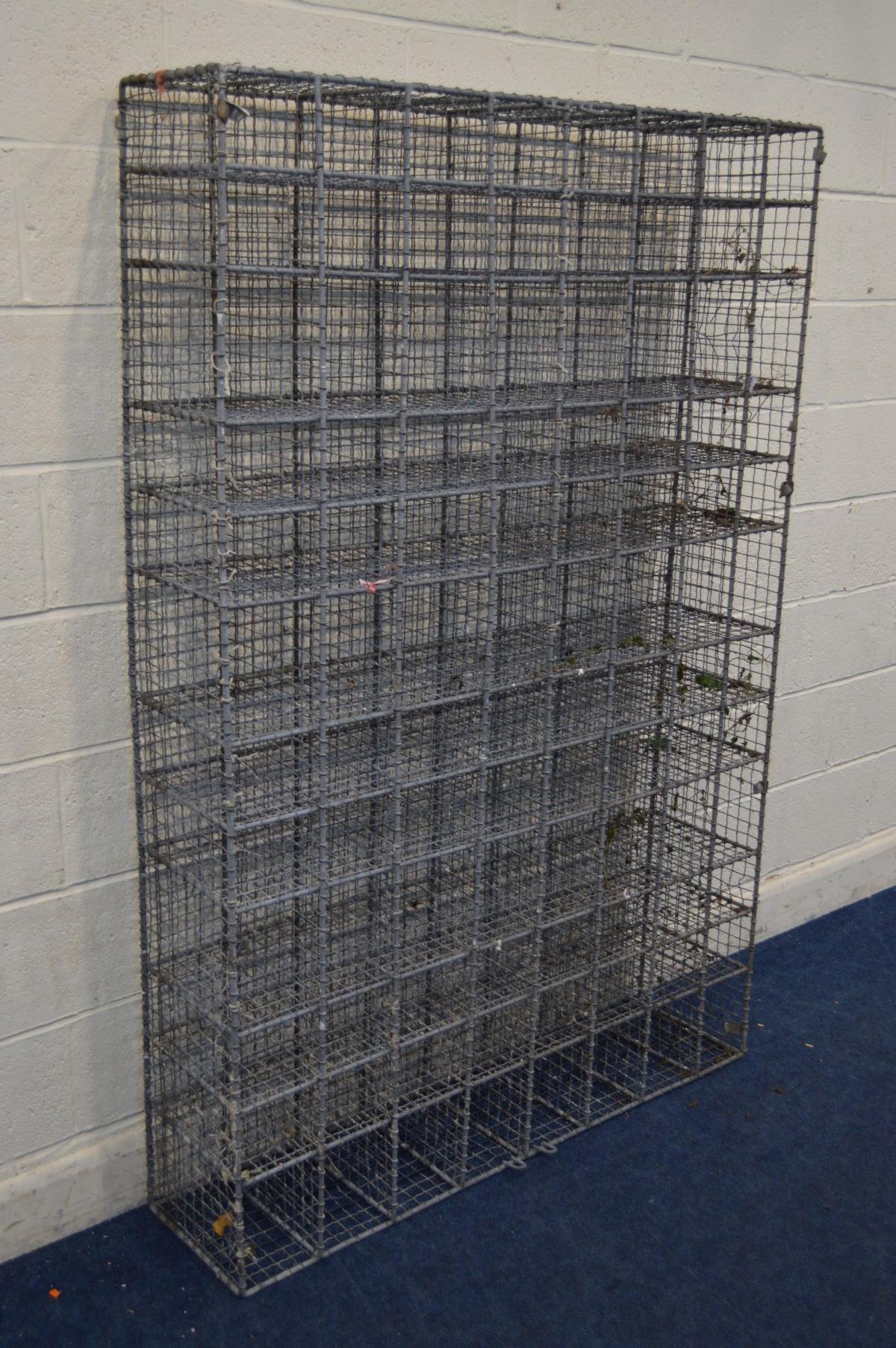 A GALVANISED STEEL WIRE MESH FRAMED GYMNASIUM NINTY SIX HOLE SHOE RACK, width 122cm x depth 30cm x - Image 2 of 3