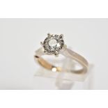 A MODERN 18CT WHITE GOLD DIAMOND SINGLE STONE RING, estimated diamond weight 0.50ct, colour assessed