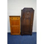 A MID 20TH CENTURY OAK PANELLED HALL CORNER CUPBOARD, width 80cm x depth 50cm x height 188cm,