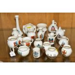 NINETEEN PIECES OF W H GOSS CRESTED CHINA, 'Great Matlow', 'Sherringham', 'Brighton', 'Maldon', '