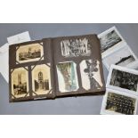 POSTCARDS AND PHOTOGRAPHS, one large album and two small albums containing approximately two hundred