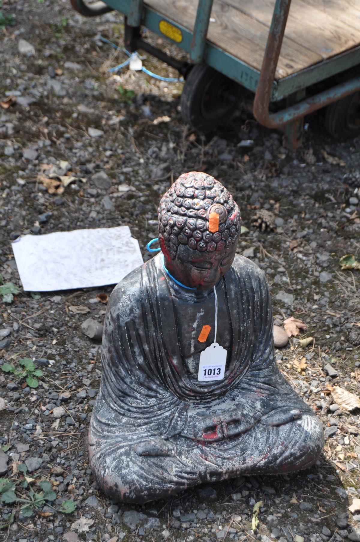 A MODERN COMPOSITE GARDEN BUDDHA FIGURE, 45cm high