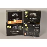 FOUR BOXED NIKON COOLPIX DIGITAL CAMERAS, including a S1000 PJ, a S710, a P60 and a P510, all with