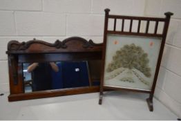 A VICTORIAN ROSEWOOD OVERMANTEL MIRROR (top to a chiffioner), width 125cm x height 65cm together