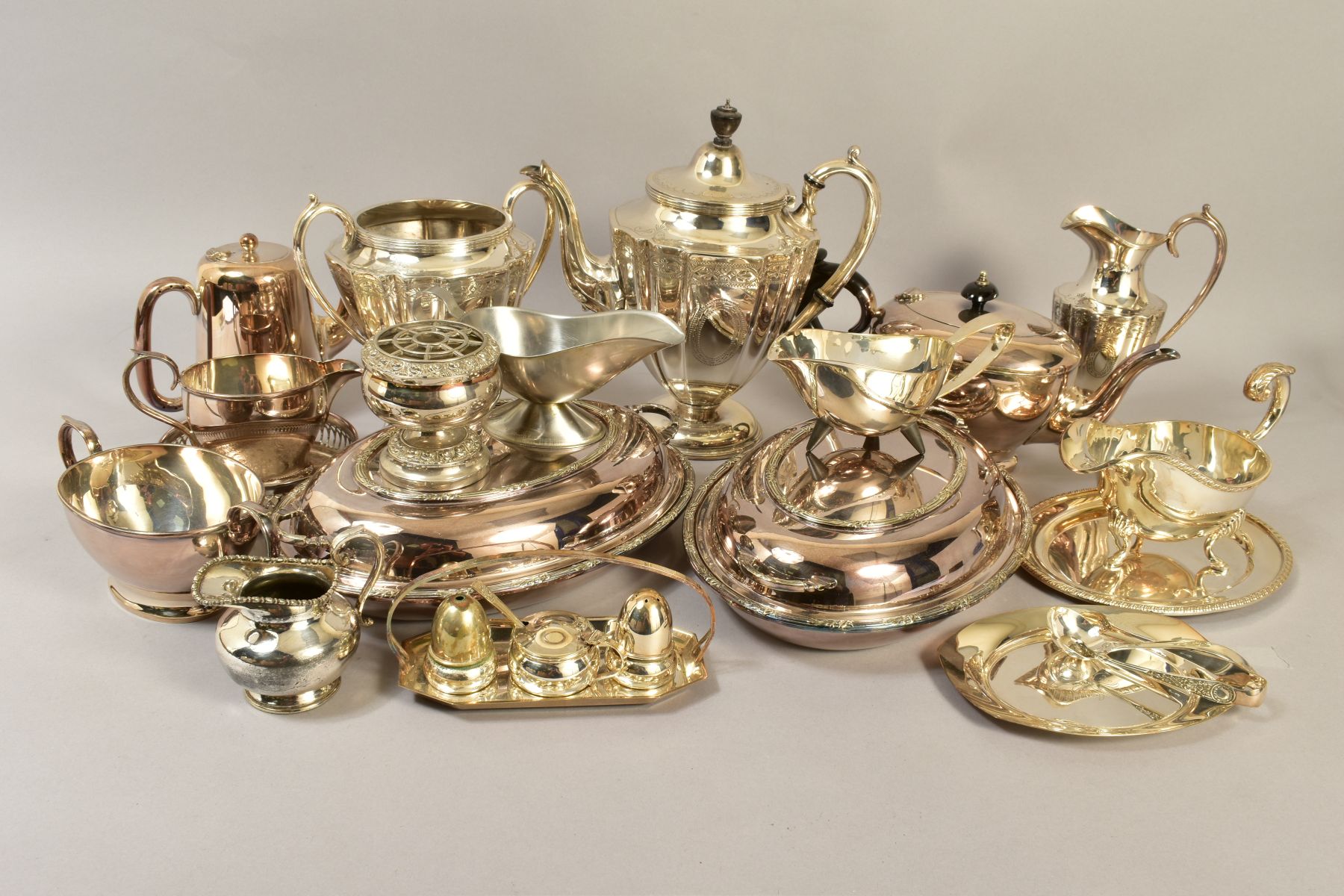 A BOX OF SILVER PLATE, etc, including a pair of oval entree dishes and covers, various sauce - Image 3 of 6