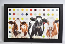 HAYLEY GOODHEAD (BRITISH CONTEMPORARY) 'DAMIENS HERD', a limited edition print on canvas 59/195,