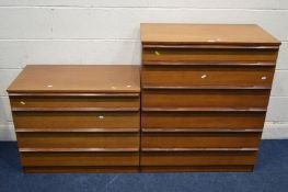 A MID 20TH CENTURY TEAK CHEST OF SIX DRAWERS, width 82cm x depth 45cm x height 97cm together with
